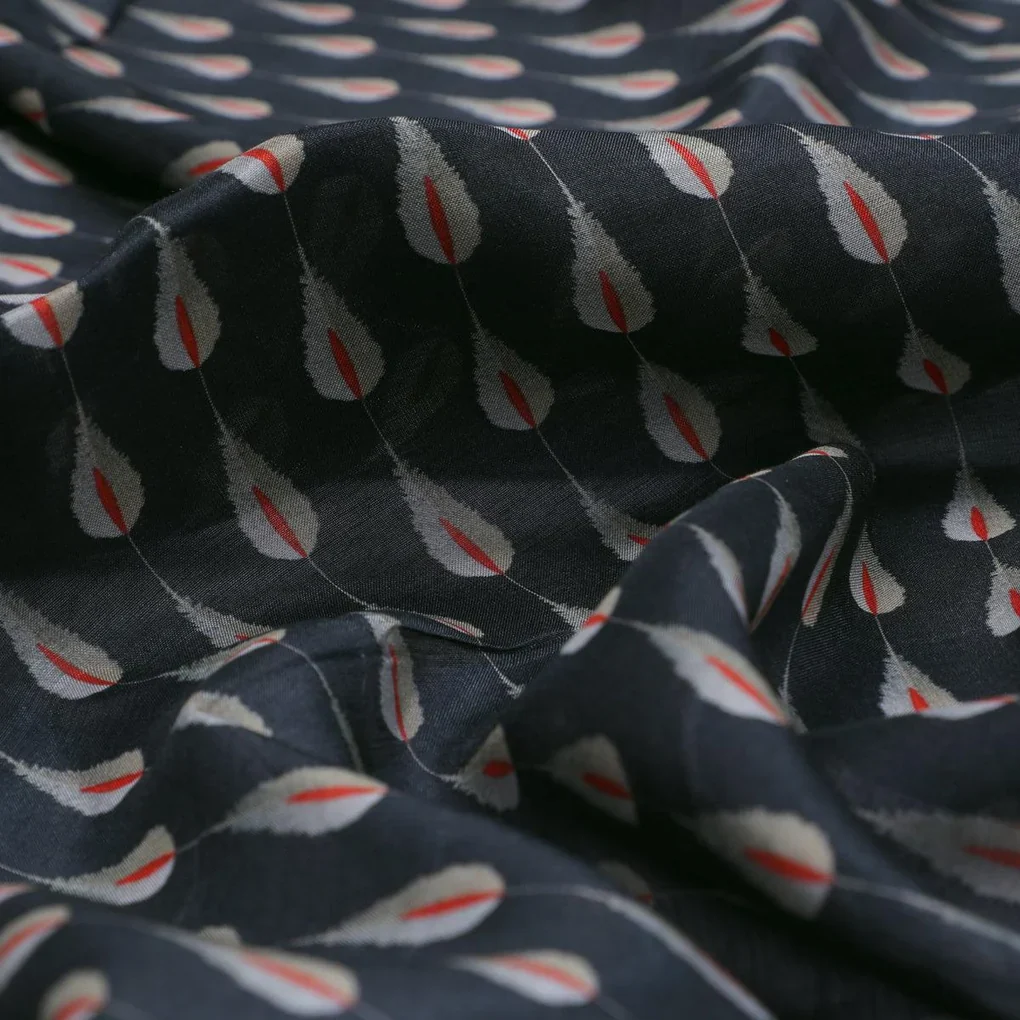 Feather Stripes Digital Printed Fabric - Pure Muslin - Image 3