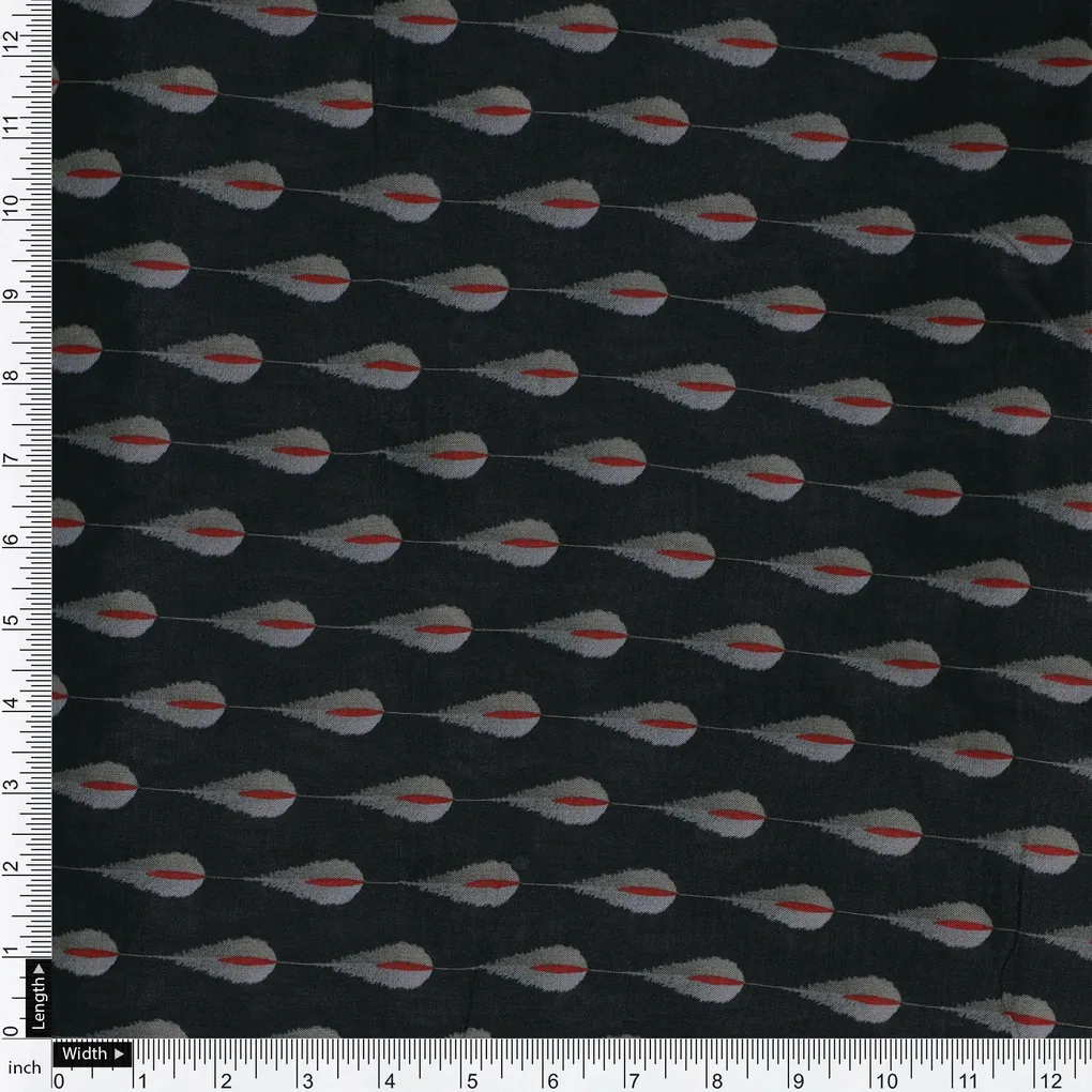 Feather Stripes Digital Printed Fabric - Pure Muslin - Image 4