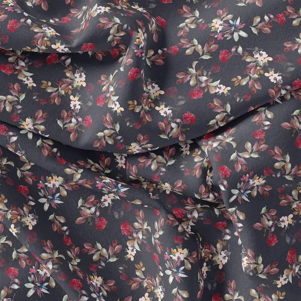 Fedora Flower Pure Georgette Printed Fabric - Image 4