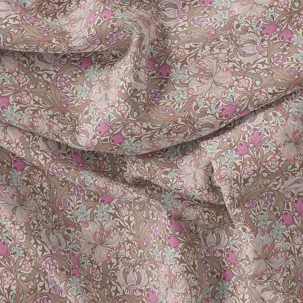 Festive Curve Design Pink Doted Flower Digital Printed Fabric - Weightless - Image 2