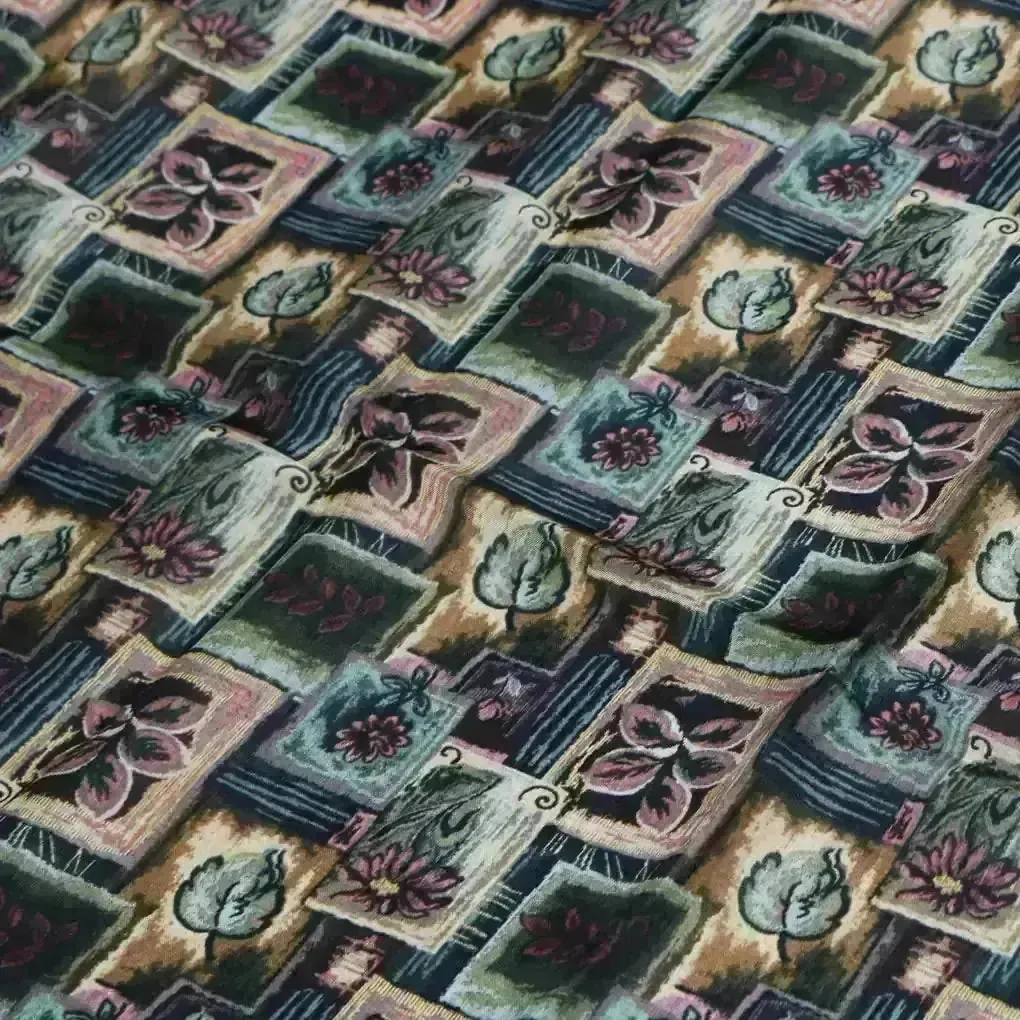 Floral and Leaves Frame Digital Printed Fabrics - Image 3