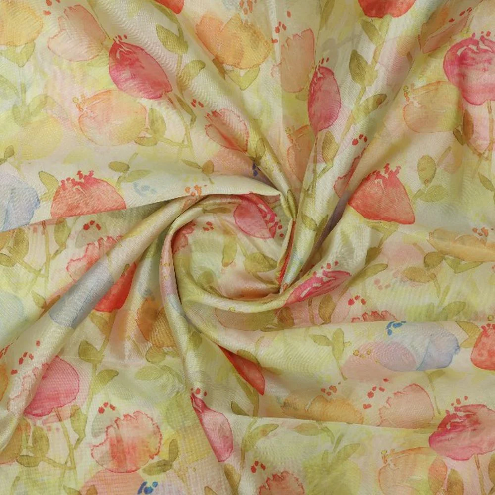 Floral Bloom Organza Fabric – Peach - Image 2