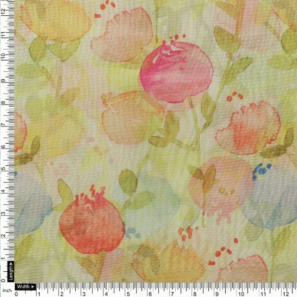 Floral Bloom Organza Fabric – Peach - Image 4