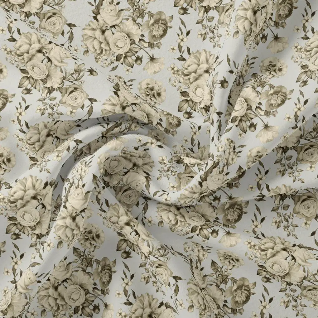 Floral Bright Golden Floral Digital Printed Fabric - Image 3