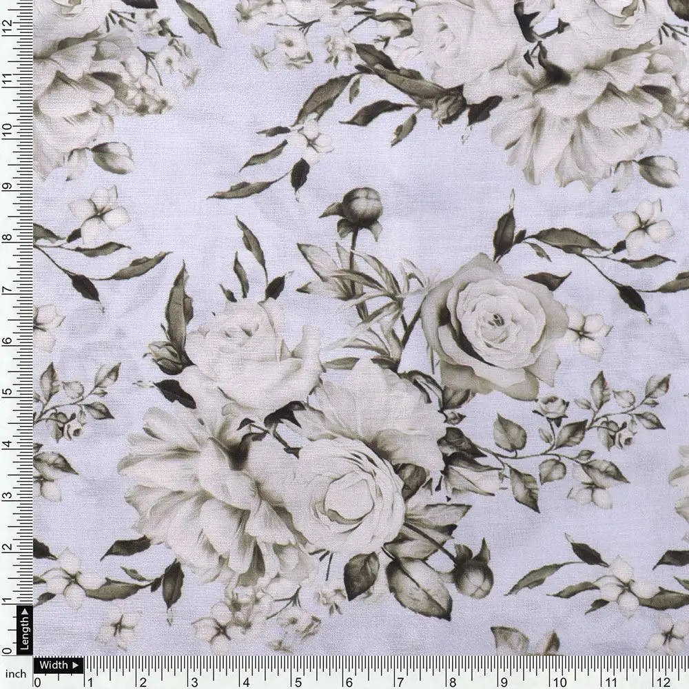 Floral Bright Golden Floral Digital Printed Fabric - Kora Silk - Image 4