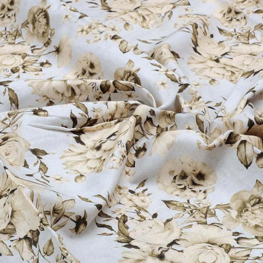 Floral Bright Golden Floral Digital Printed Fabric - Pure Cotton - Image 3