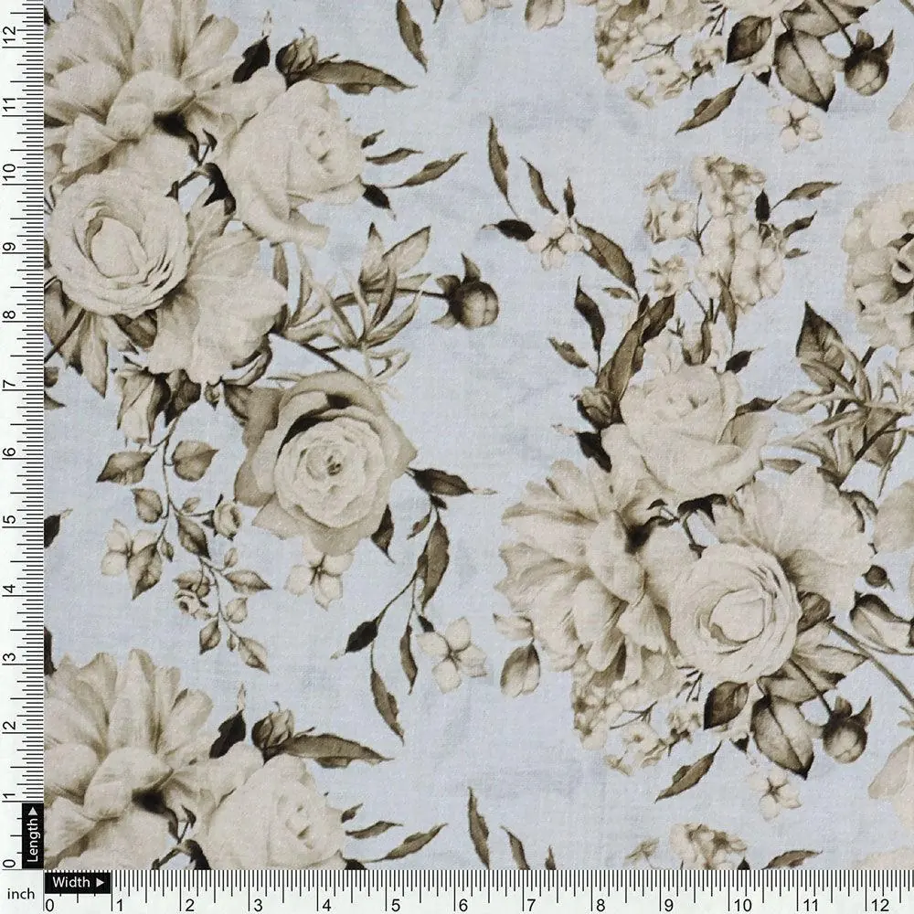 Floral Bright Golden Floral Digital Printed Fabric - Pure Cotton - Image 4