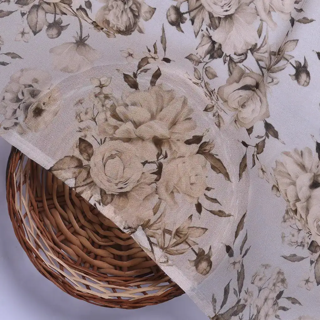 Floral Bright Golden Floral Digital Printed Fabric - Pure Georgette - Image 2