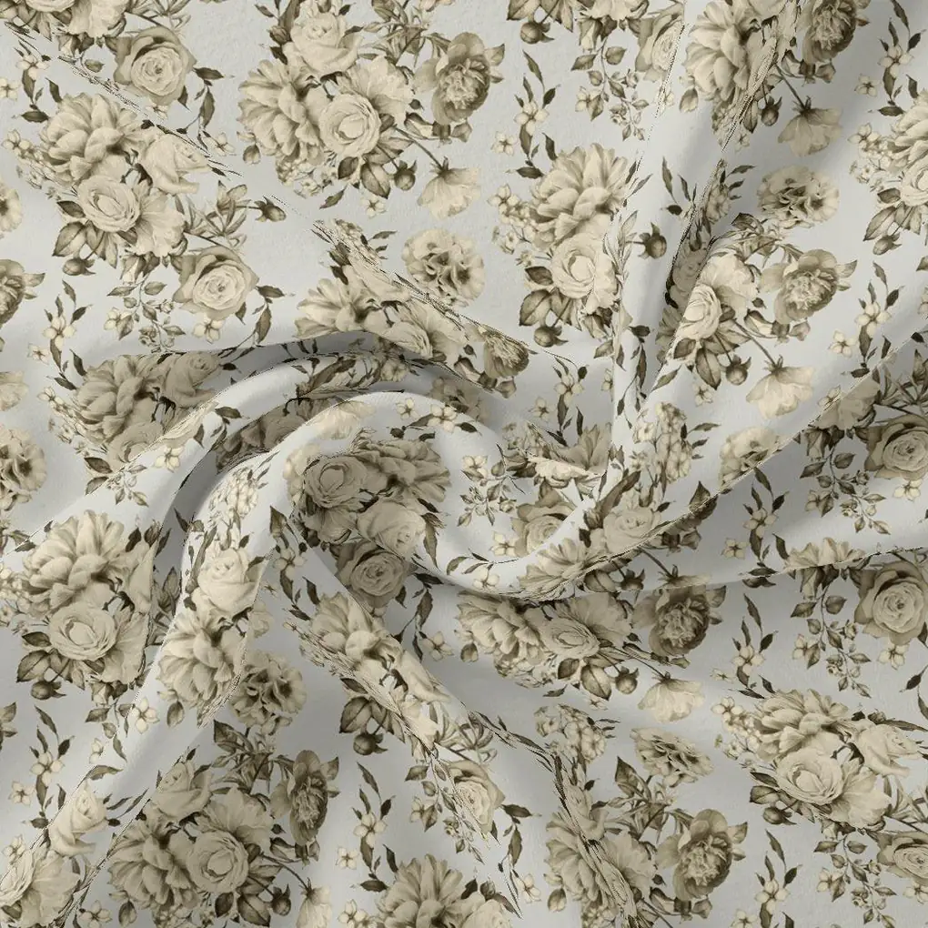 Floral Bright Golden Floral Digital Printed Fabric - Rayon - Image 3