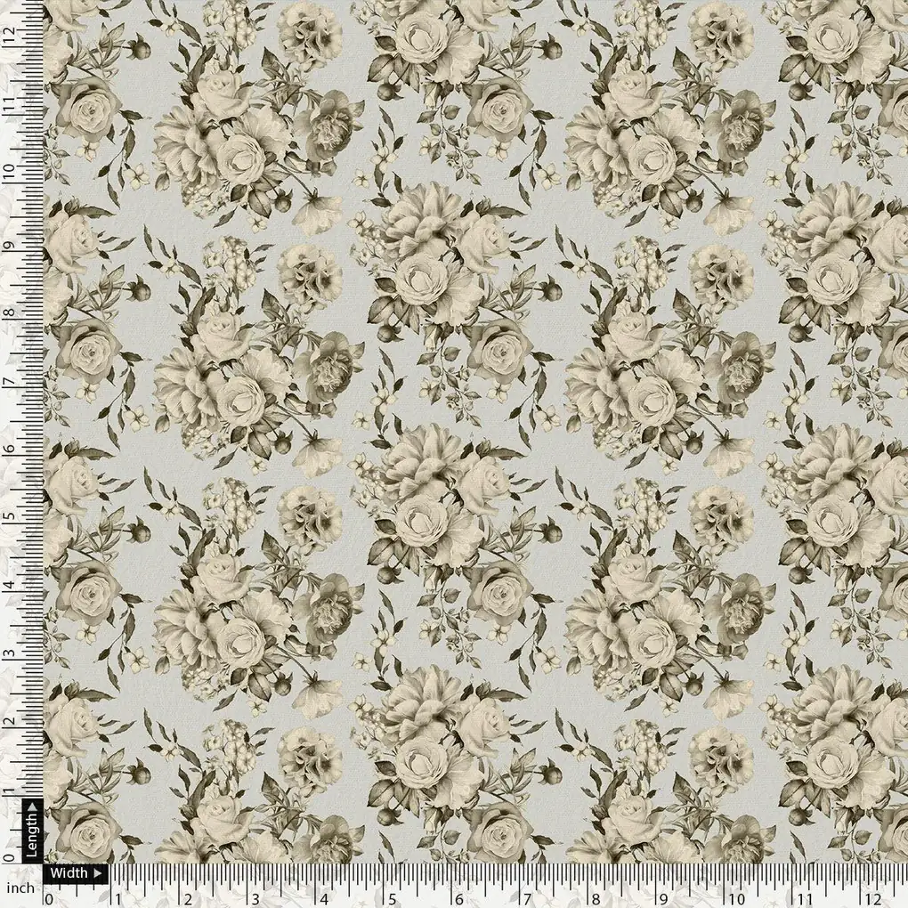 Floral Bright Golden Floral Digital Printed Fabric - Rayon - Image 4