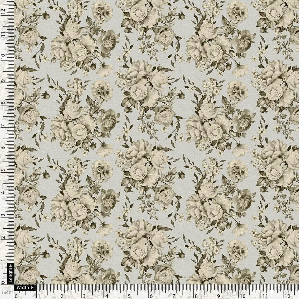 Floral Bright Golden Floral Digital Printed Fabric - Crepe - Image 4