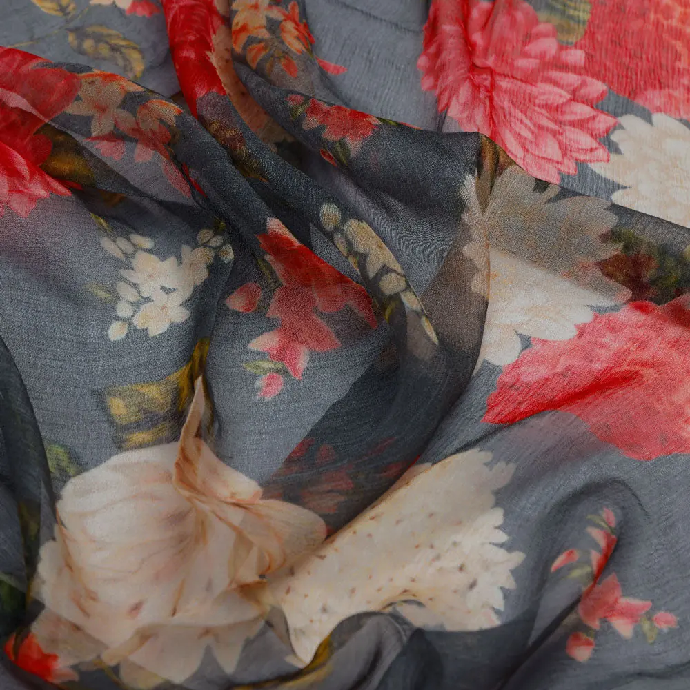 Floral Chiffon Digital Printed Fabric by FAB VOGUE Studio - Image 2