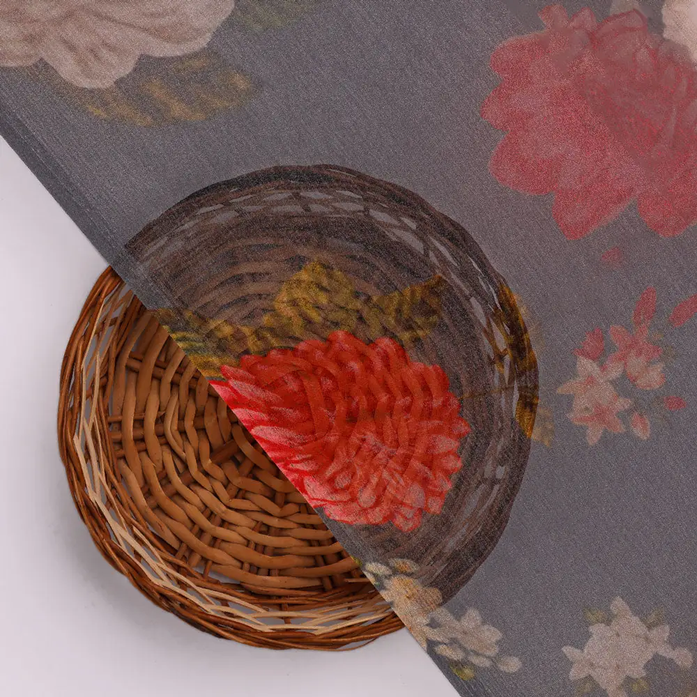 Floral Chiffon Digital Printed Fabric by FAB VOGUE Studio - Image 3