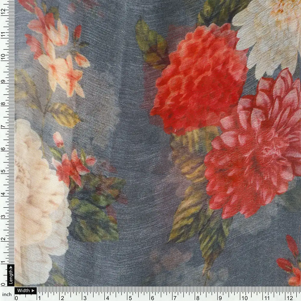Floral Chiffon Digital Printed Fabric by FAB VOGUE Studio - Image 4