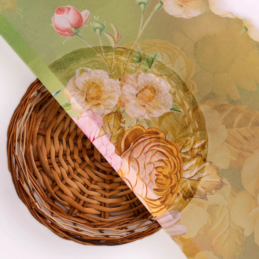 Floral decorative digital printed Georgette fabric from FAB VOGUE Studio - Image 3