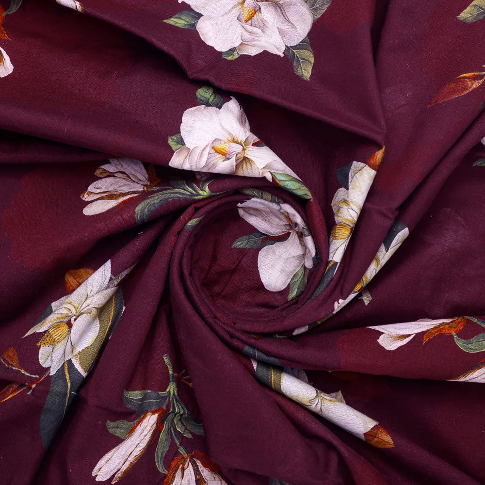 Floral Digital Printed Fabric in Brown - FAB VOGUE Studio - Image 2