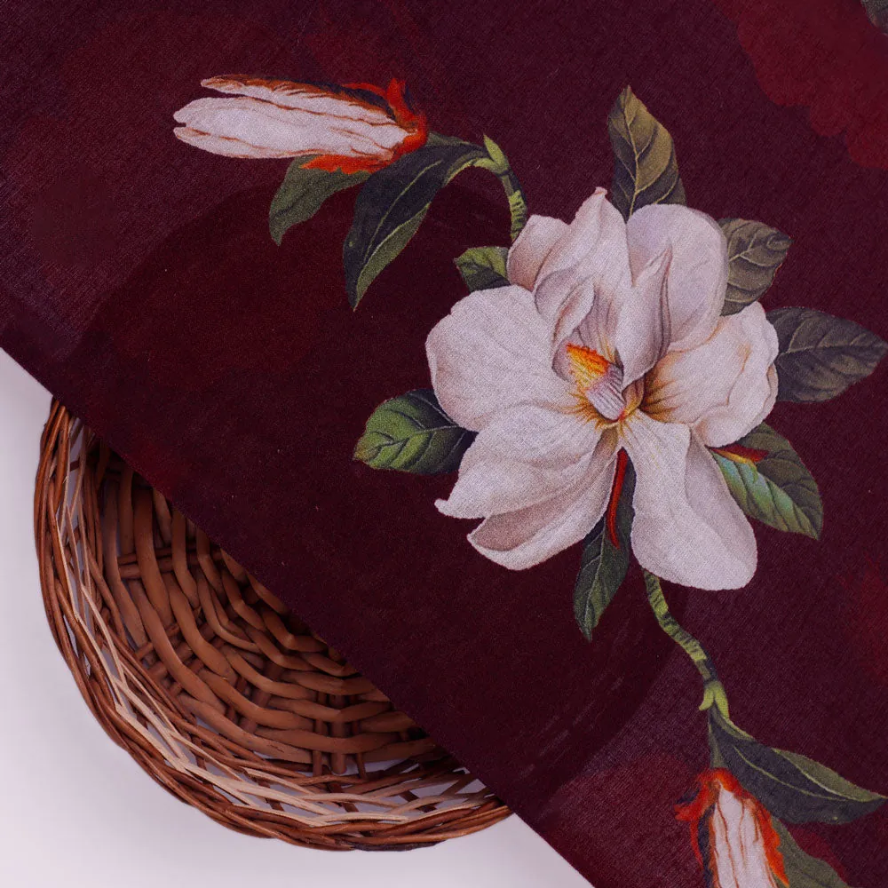 Floral Digital Printed Fabric in Brown - FAB VOGUE Studio - Image 3