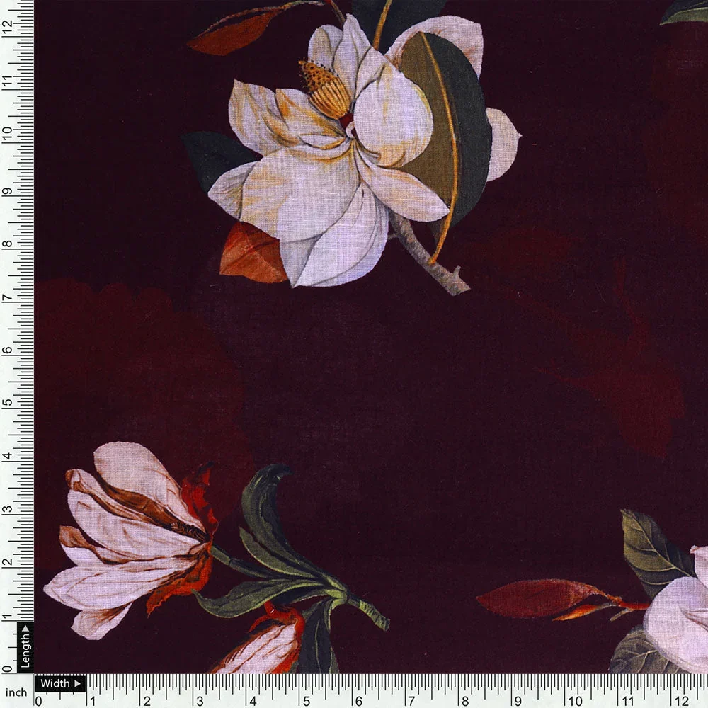 Floral Digital Printed Fabric in Brown - FAB VOGUE Studio - Image 4