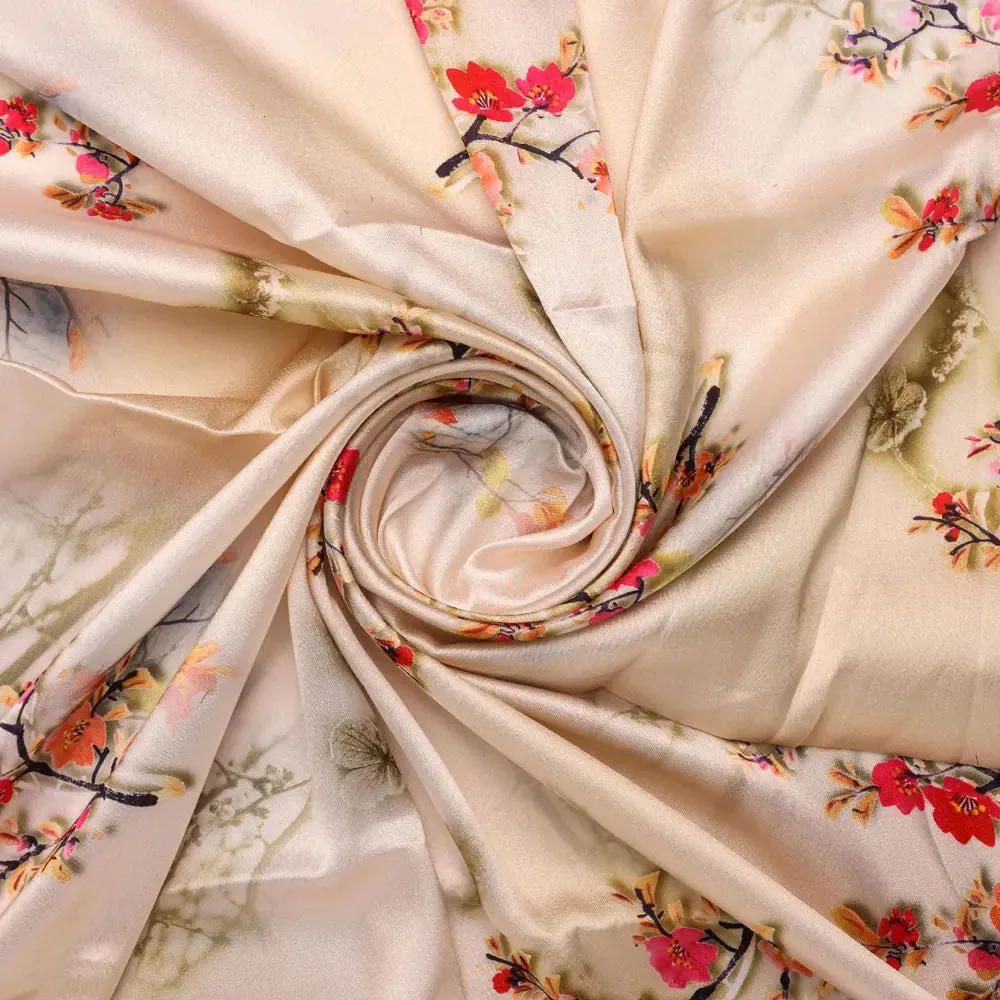 Floral digital printed fabric in Japan satin from FAB VOGUE Studio - Image 2