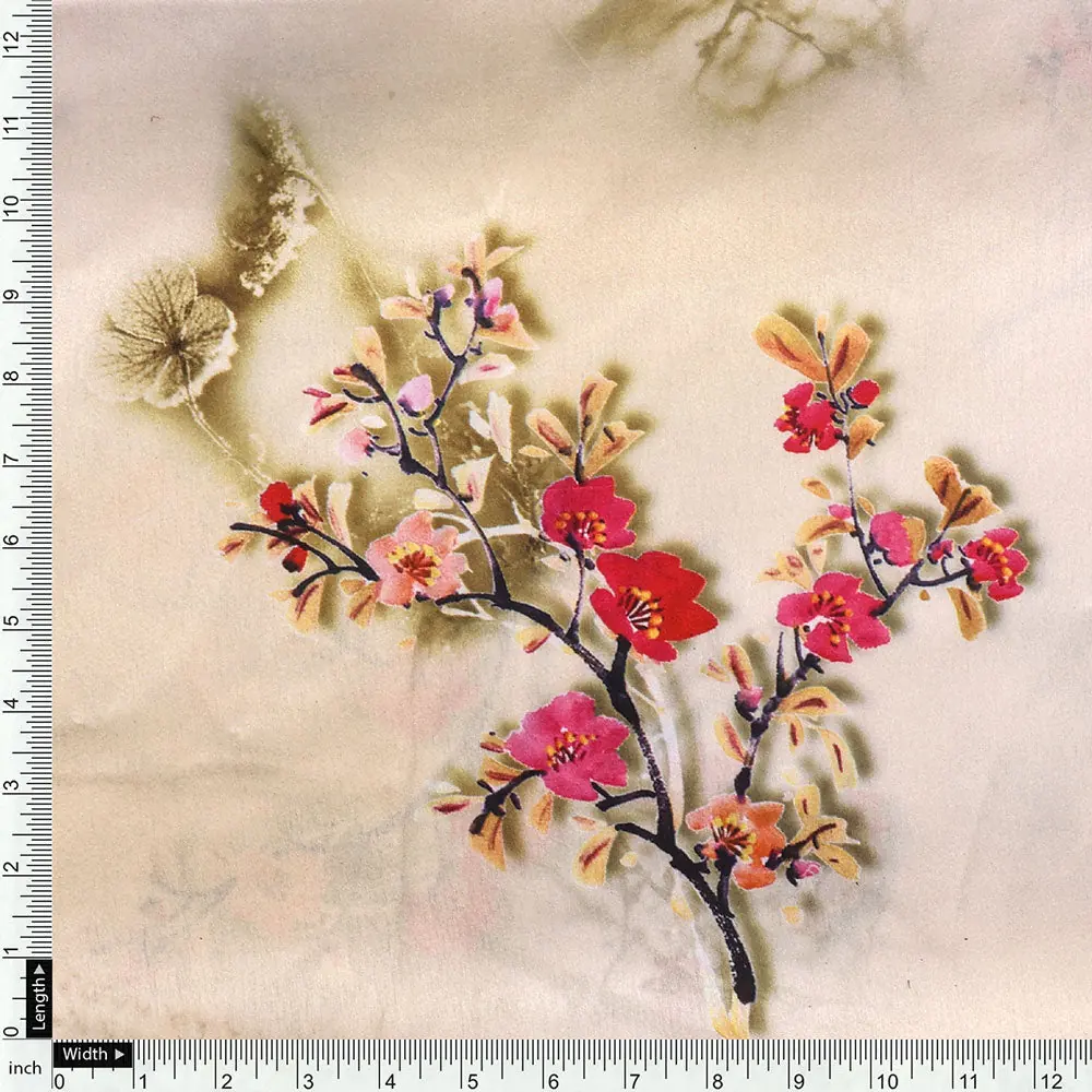 Floral digital printed fabric in Japan satin from FAB VOGUE Studio - Image 4