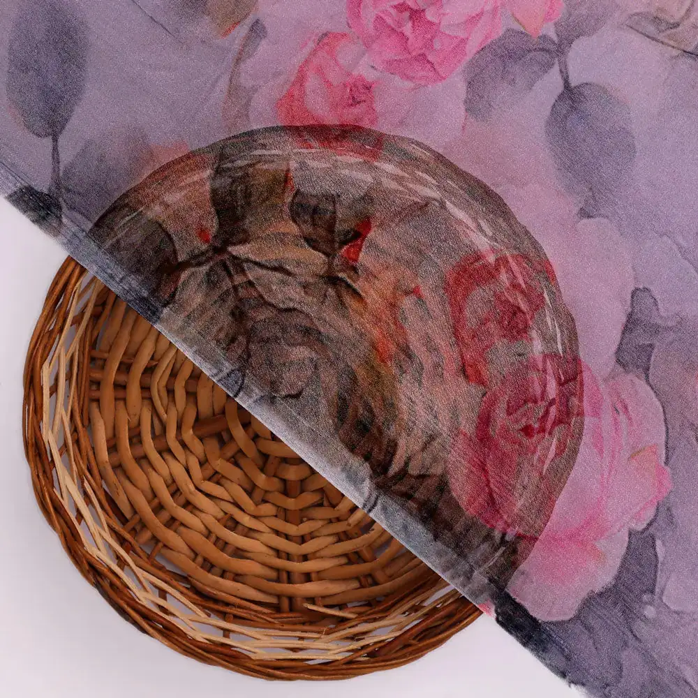 Floral digital printed pure chiffon fabric from FAB VOGUE Studio - Image 3