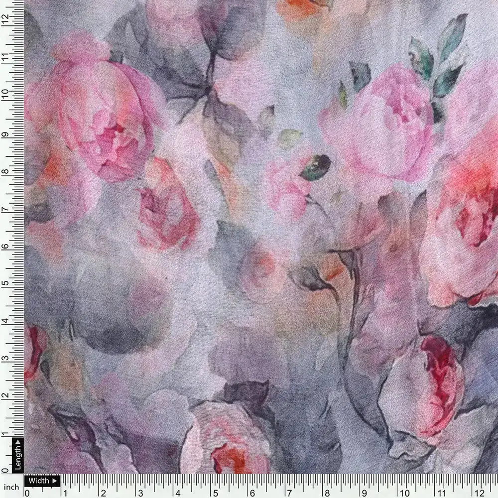 Floral digital printed pure chiffon fabric from FAB VOGUE Studio - Image 4
