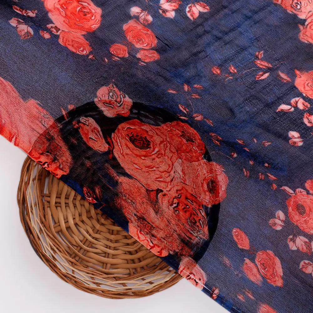 Floral Digital Printed Pure Chiffon Fabric - Image 3