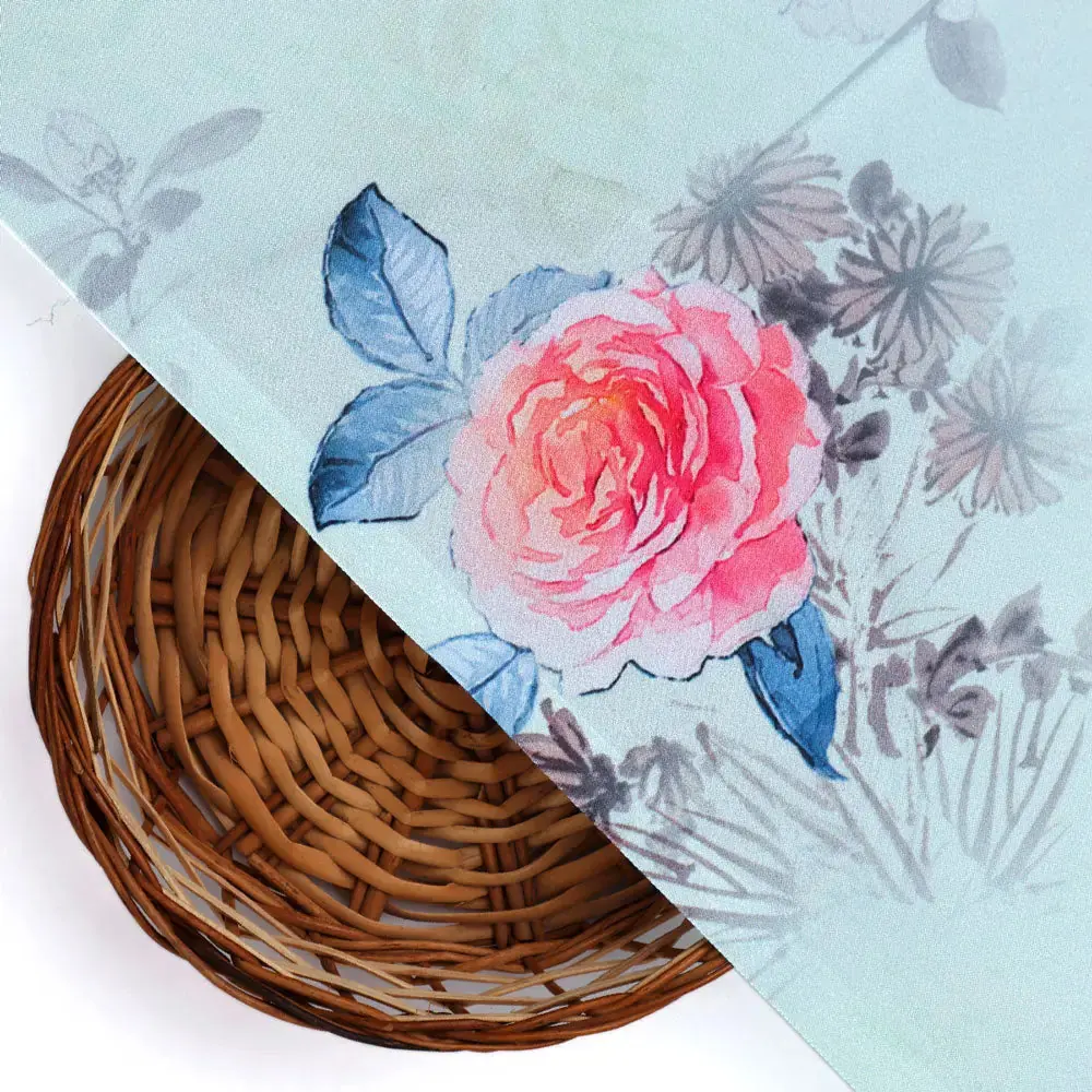 FAB VOGUE Studio's Floral Digital Printed Silk Crepe Fabric - Image 2