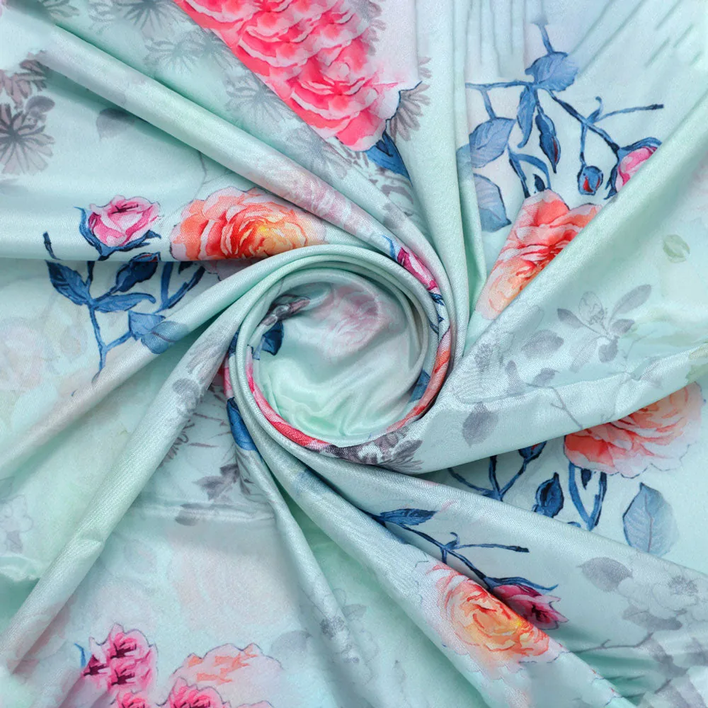 FAB VOGUE Studio's Floral Digital Printed Silk Crepe Fabric - Image 3
