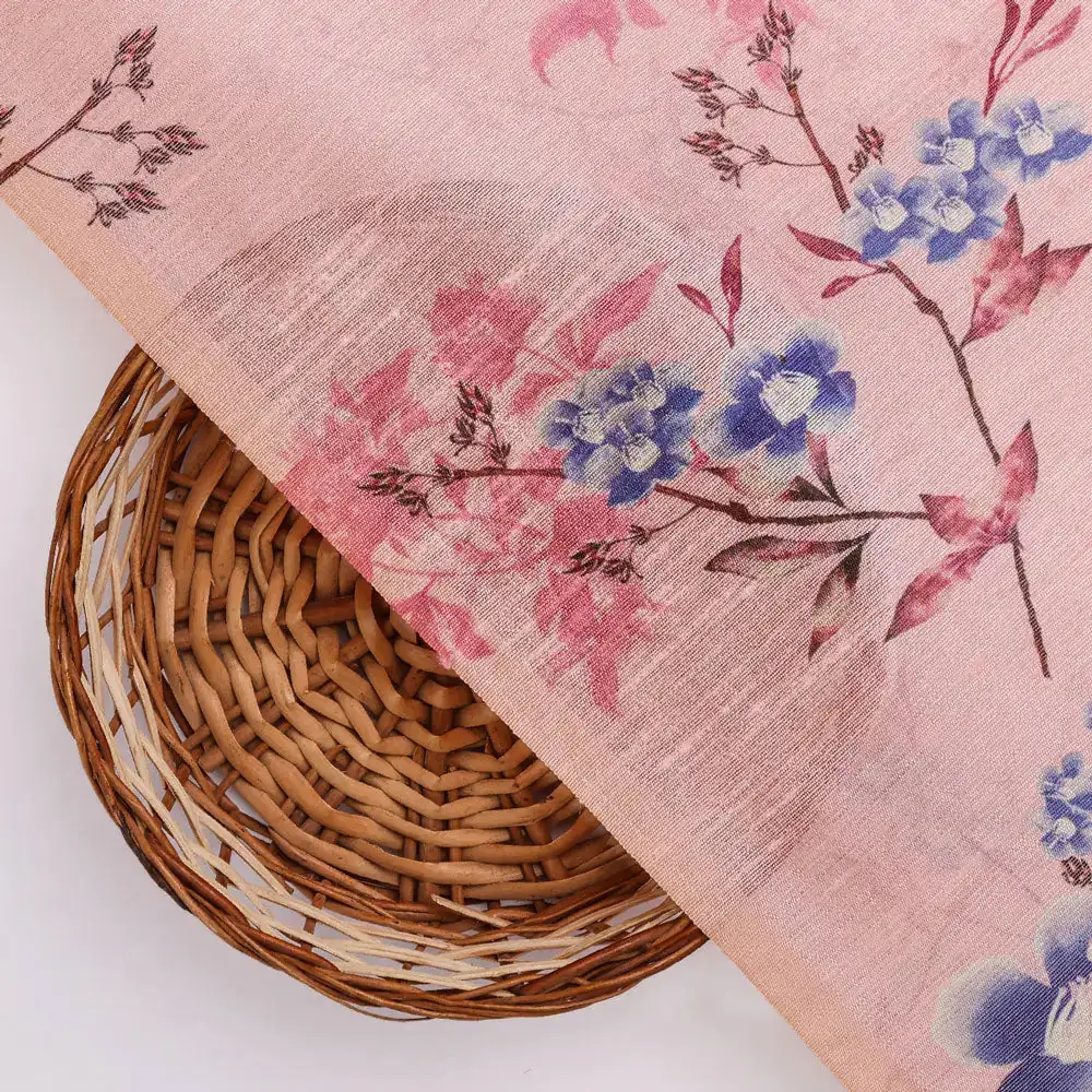 Floral Digital Printed Tusser Silk Fabric from FAB VOGUE Studio - Image 3