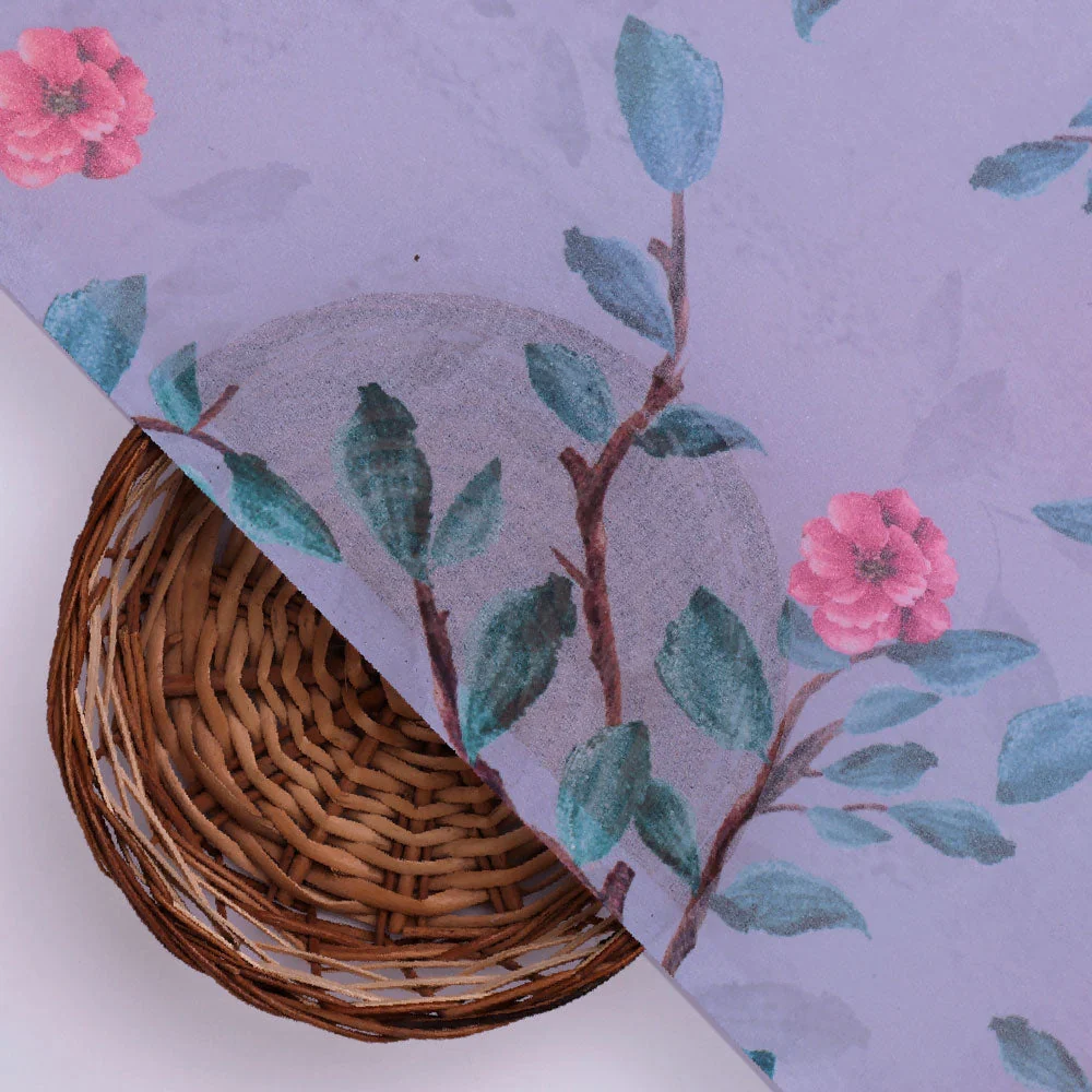 Floral & Leaves Digital Printed Georgette Fabric from FAB VOGUE Studio - Image 3