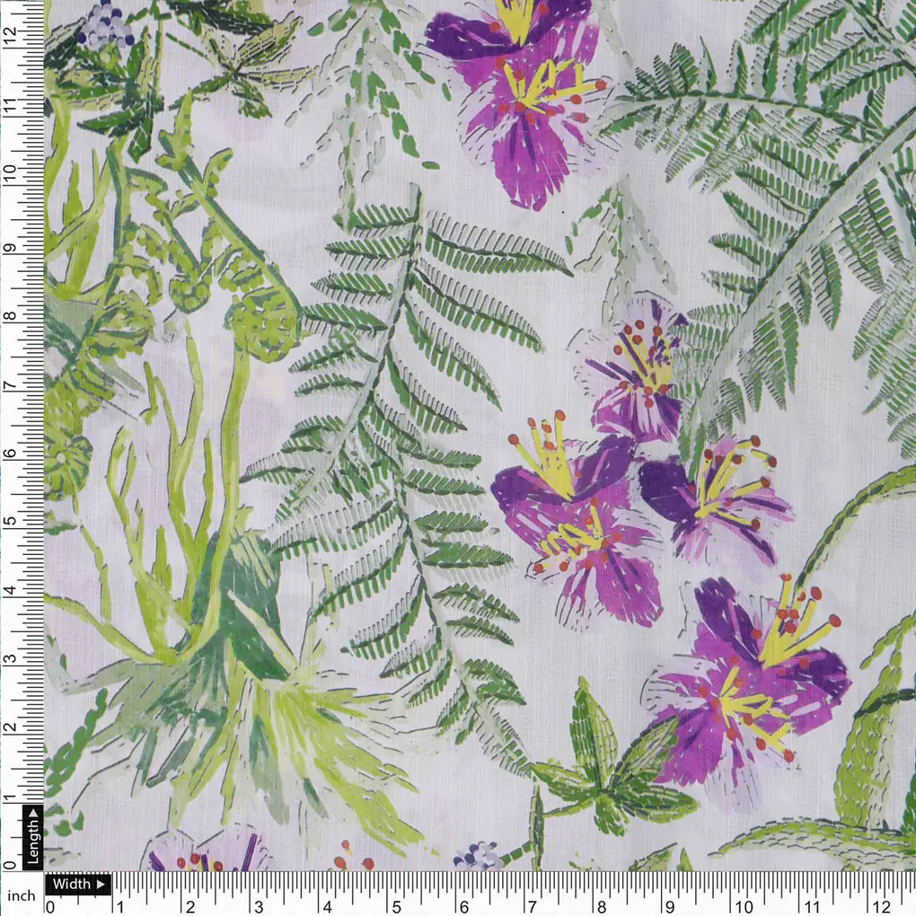 Floral Linen Fabric - Image 4