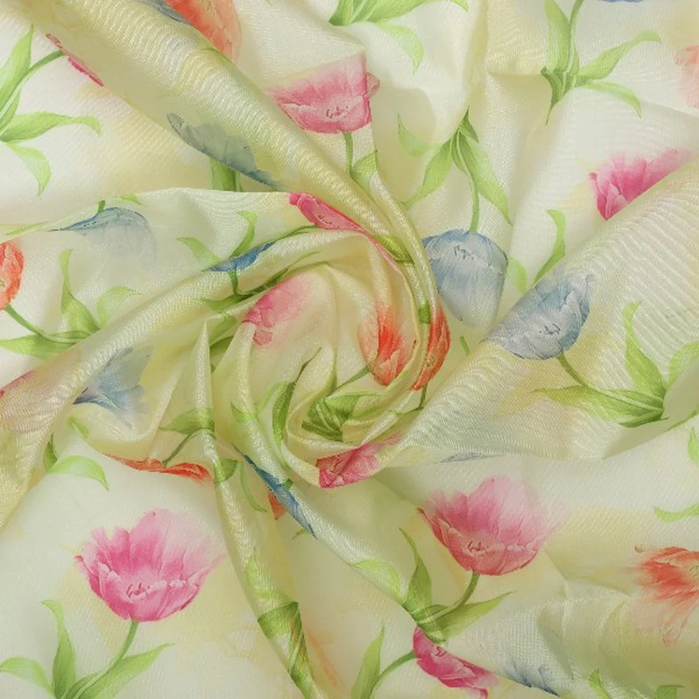 Floral Organza Fabric, Peach & Pink - Image 2