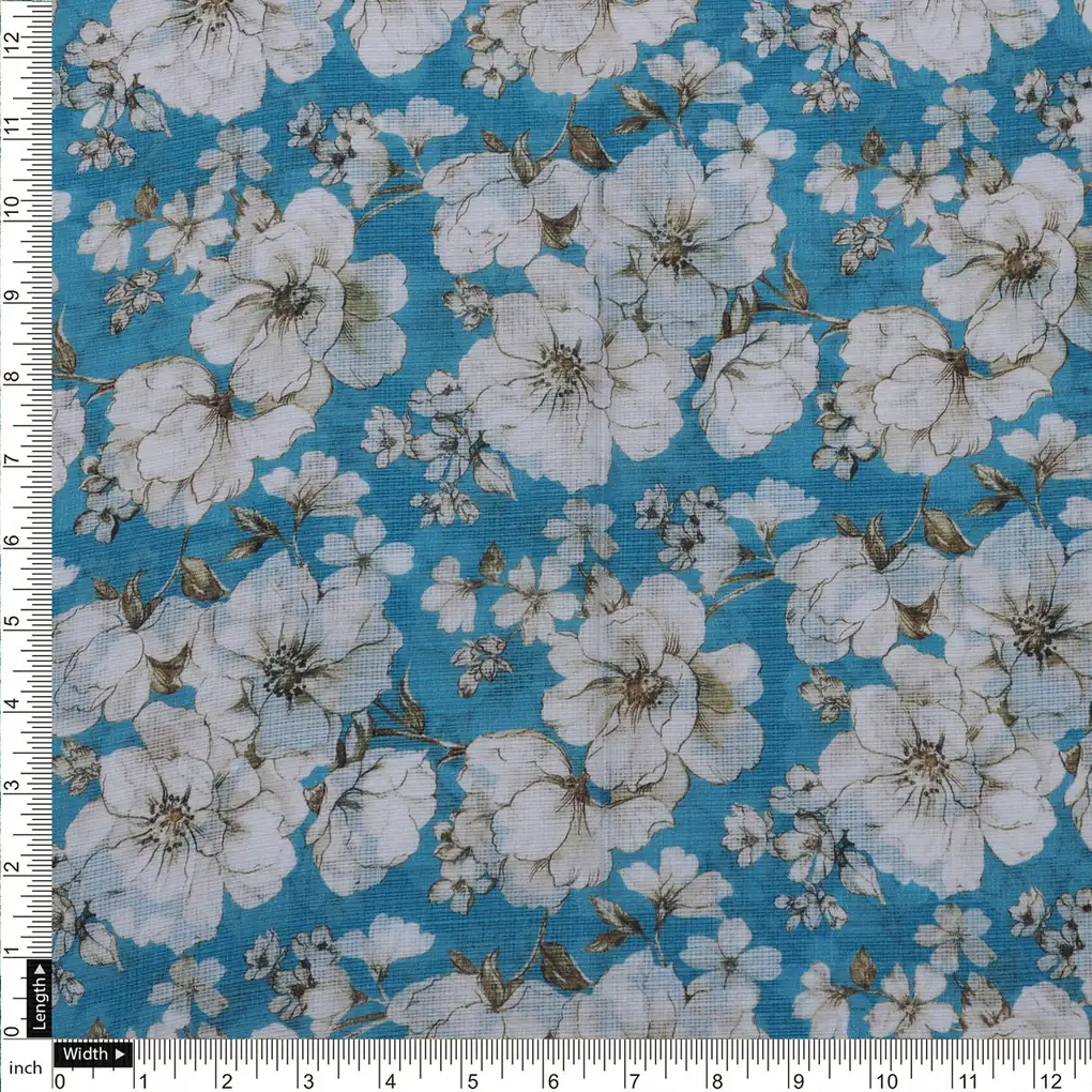 Floral Print Kota Doria Fabric - Image 3