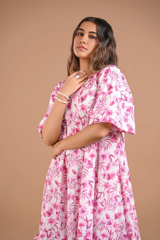 Floral Printed A-Line Short Dress - Image 2