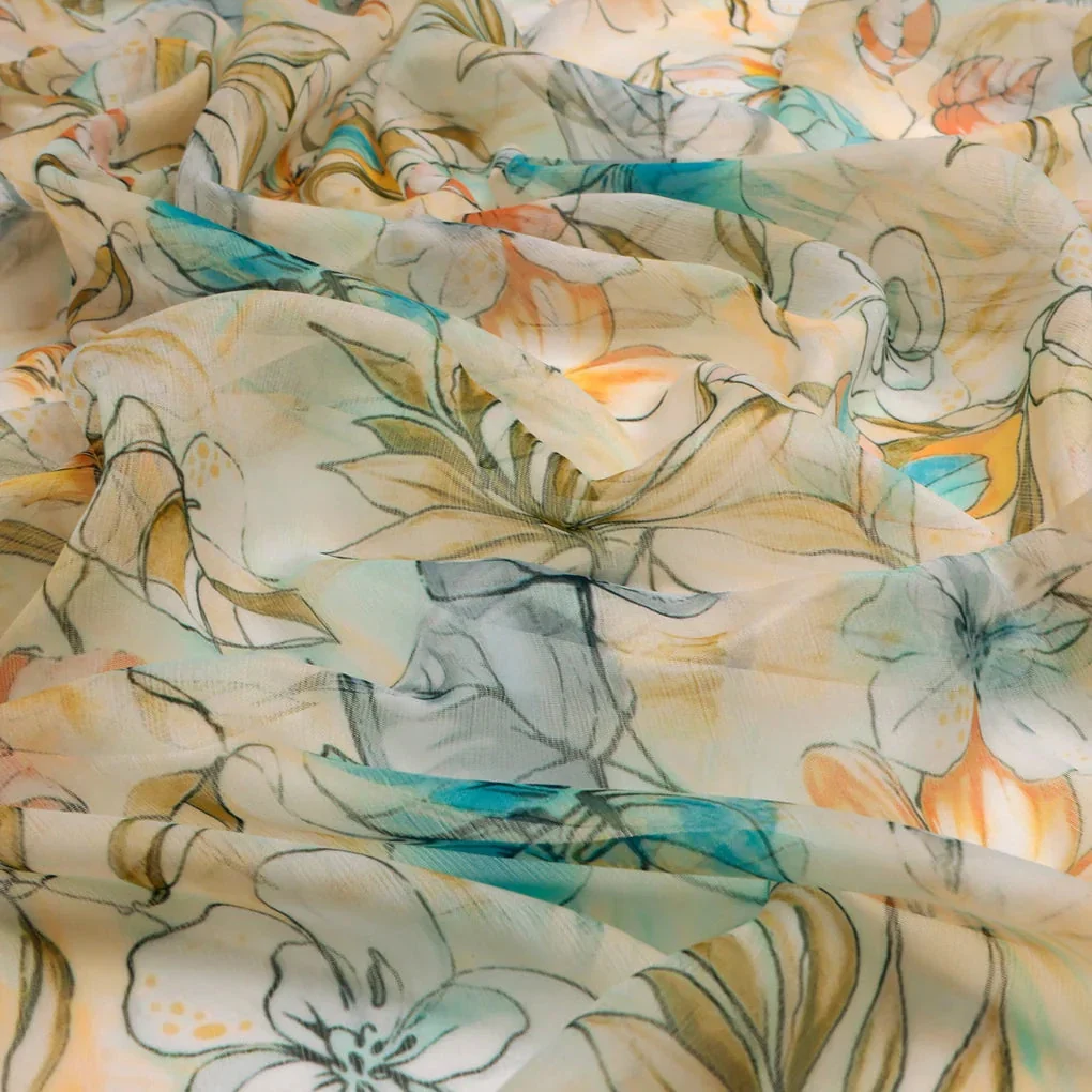 FAB VOGUE Studio Floral Printed Chiffon Fabric -  Lightweight,  Soft and Flowy for Dresses, Scarves, Crafts - Image 3