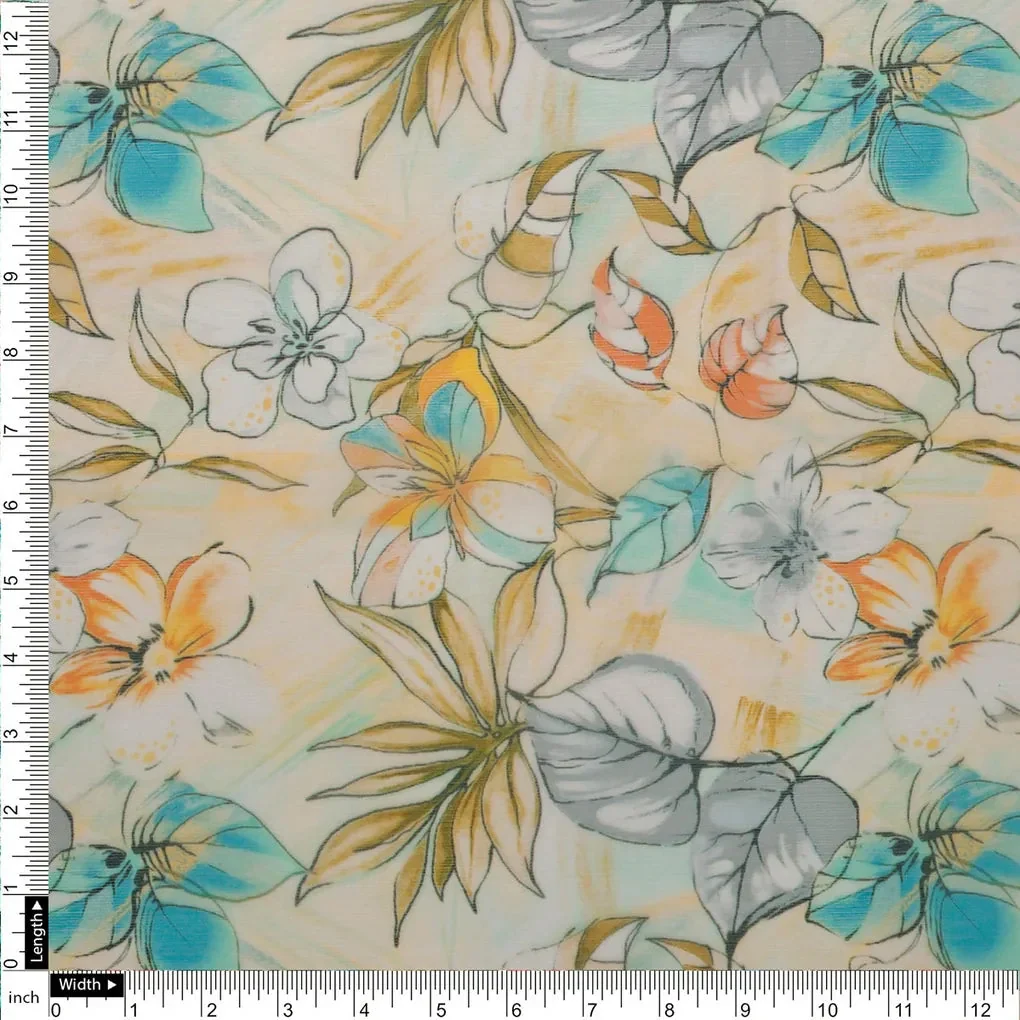 FAB VOGUE Studio Floral Printed Chiffon Fabric -  Lightweight,  Soft and Flowy for Dresses, Scarves, Crafts - Image 4