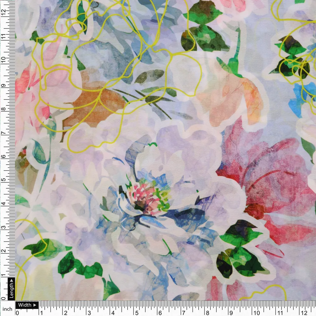 Floral Printed Crepe Fabric - Image 4