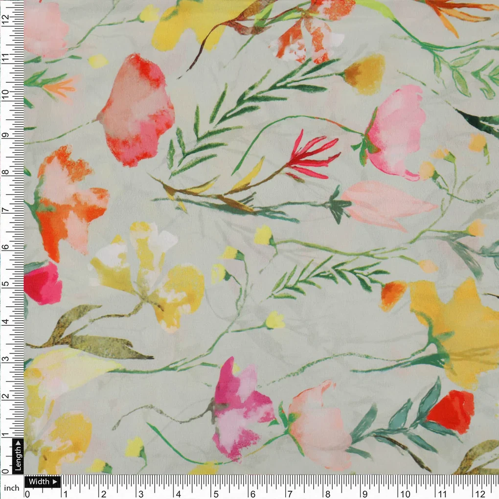 Floral Printed French Crepe Fabric - Image 4