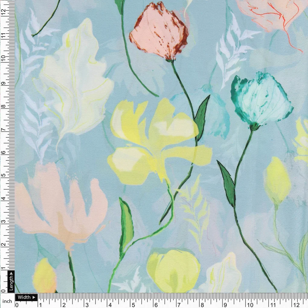 Floral Printed French Crepe Fabric - Image 4