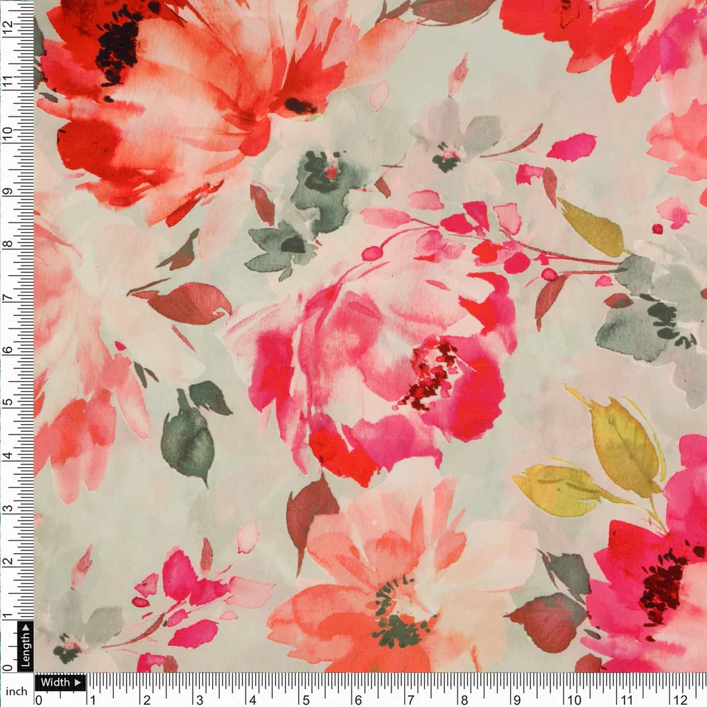 Floral Printed French Crepe Fabric - Image 4