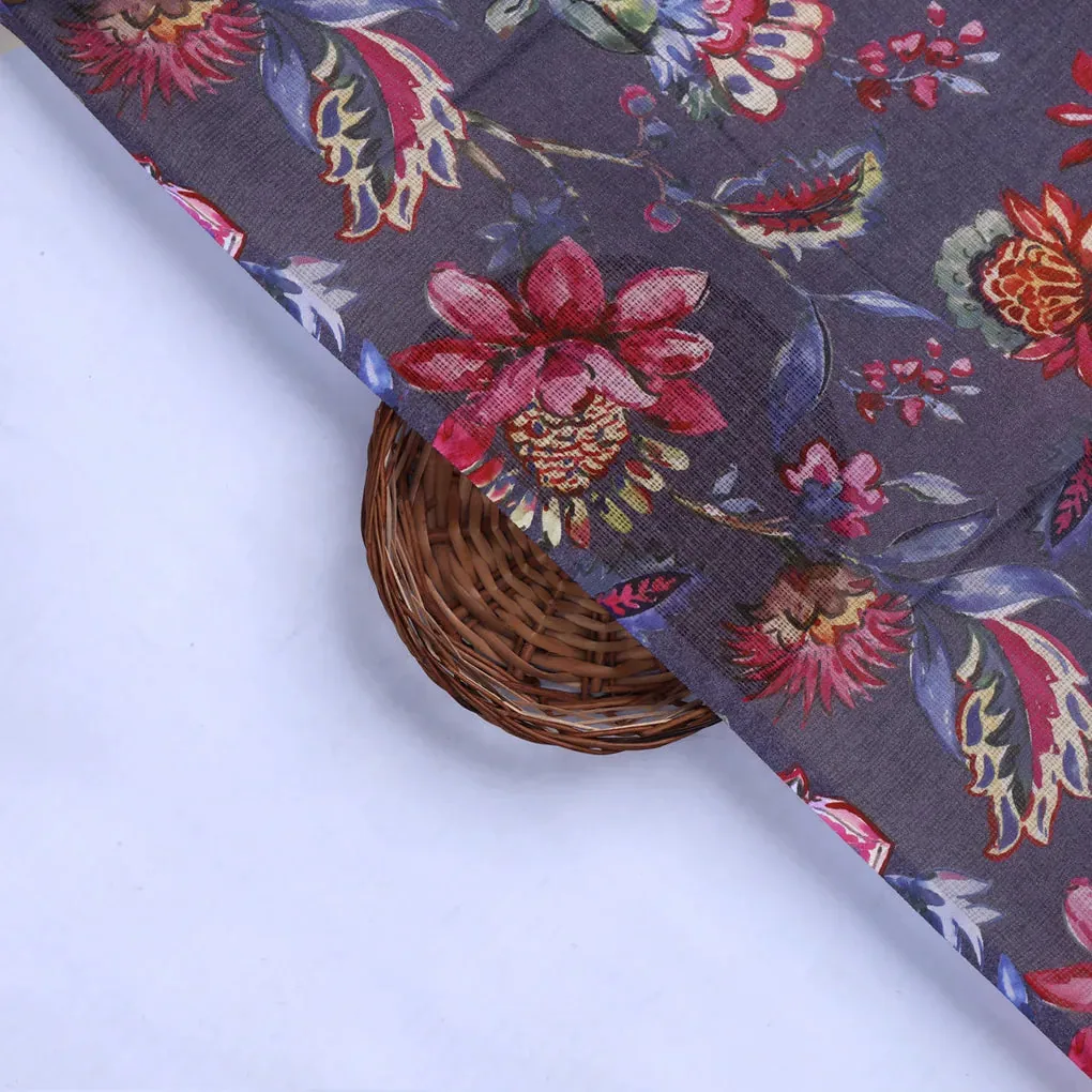 Floral Printed Kota Doria Fabric - Image 2