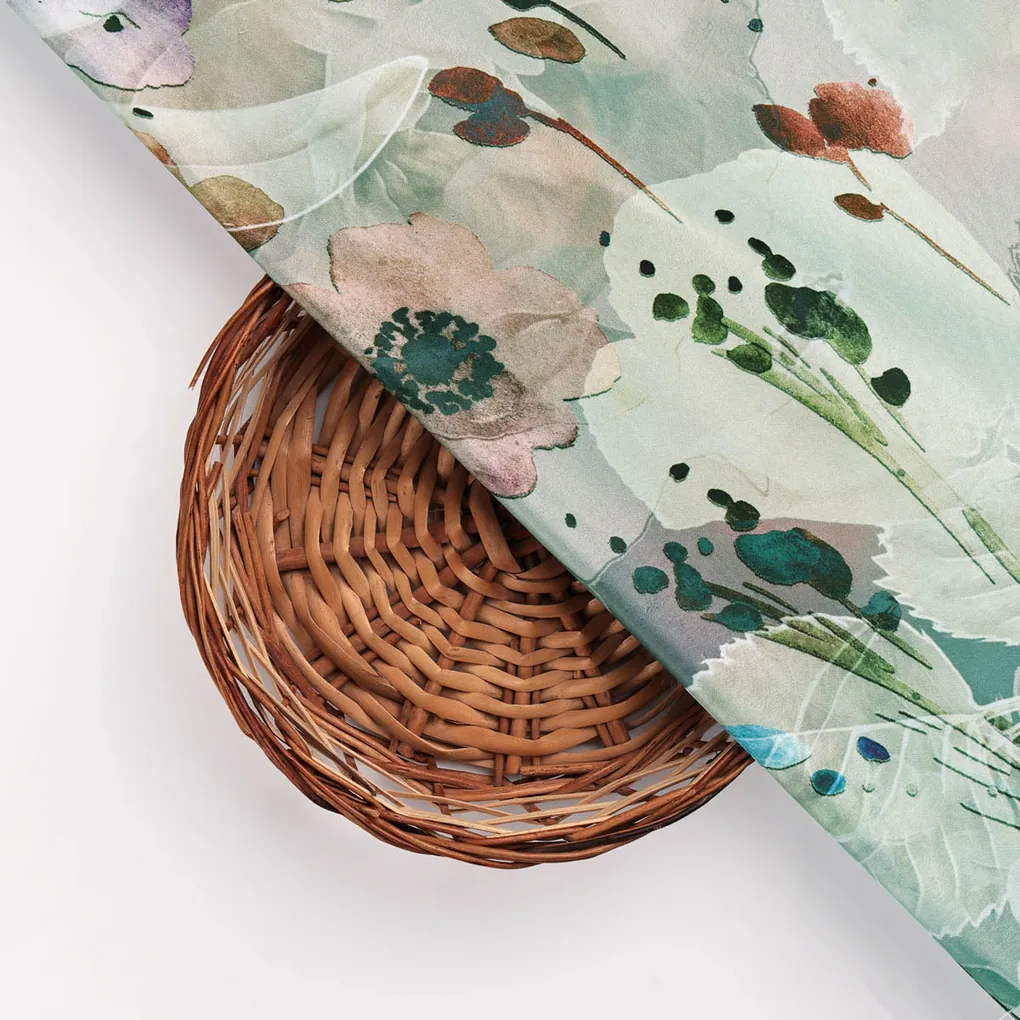 Floral Printed Silk Fabric - Image 3
