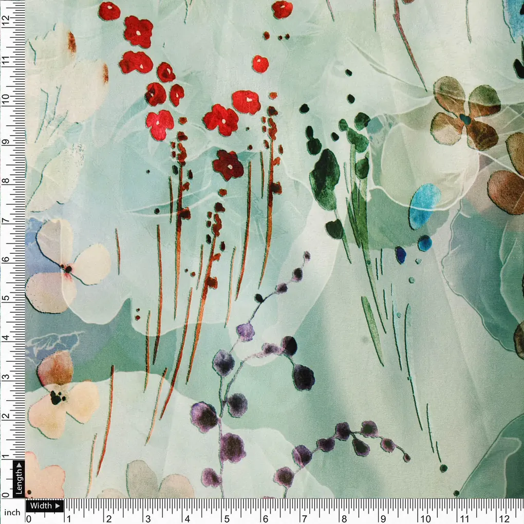 Floral Printed Silk Fabric - Image 4