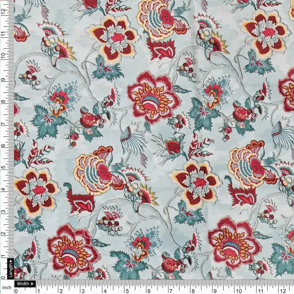Floral Printed Velvet Fabric - Image 4