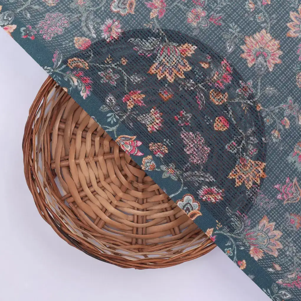 Floral Velly Kota Doria Printed Fabric Material - Image 2