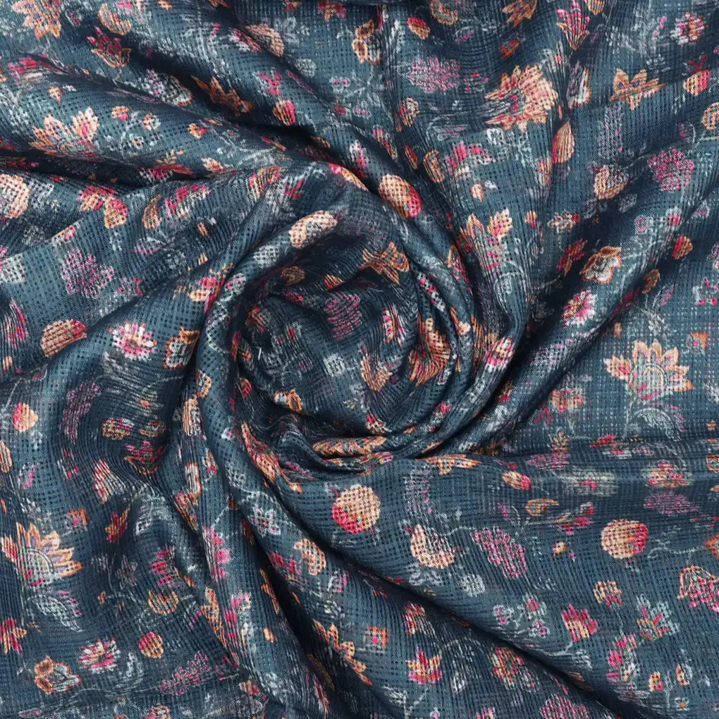 Floral Velly Kota Doria Printed Fabric Material - Image 3