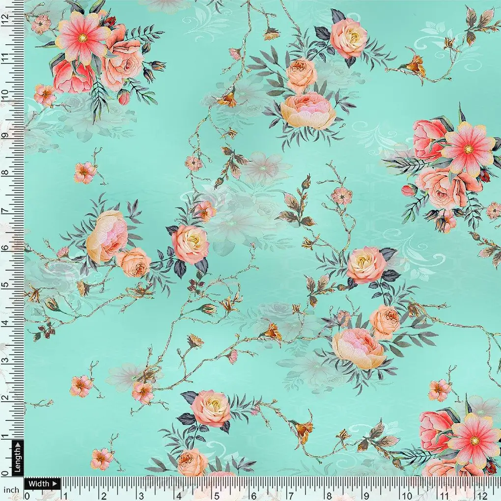 Flower Branch Allover Digital Printed Fabric - Image 4