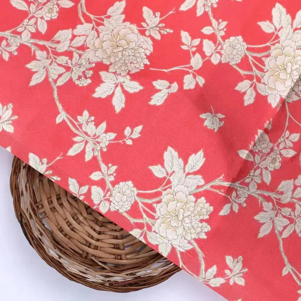 Flower Bunch On Dreamy Orange Digital Printed Fabric  - Japan Satin - Image 2