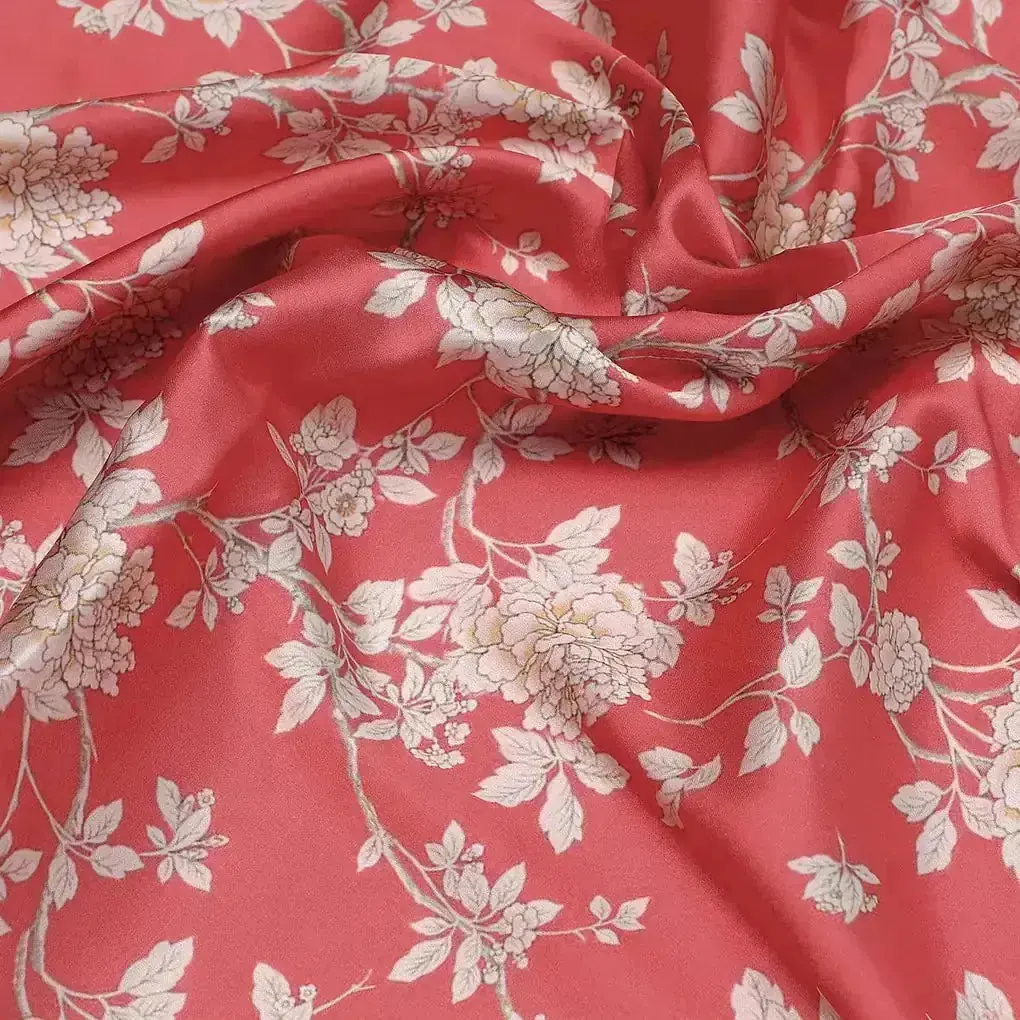 Flower Bunch On Dreamy Orange Digital Printed Fabric  - Japan Satin - Image 3